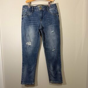 Democracy Jeans Flex Excellent Womens 6 Distressed Medium Wash Mid Rise Straight